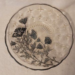 Flanders Clear by SILVER CITY Sandwich Plate Sterling on Crystal